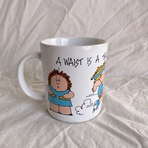 Vtg 1987 Current Mug “ A Waist Is A Terrible Thing To Mind” Coffee Tea Japan